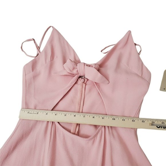 Flynn Skye Bri Mini Dress Large Pink Cut Out Front Tie Barbiecore Sleeveless NEW - Picture 11 of 12
